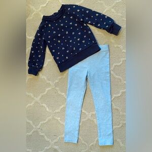 JCrew Crewcuts 2-piece Set Leggings Sweatshirt Top Little Girl’s 6 Blue Floral